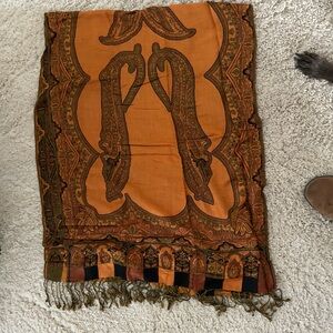 Source Unknown Orange and Brown Scarf